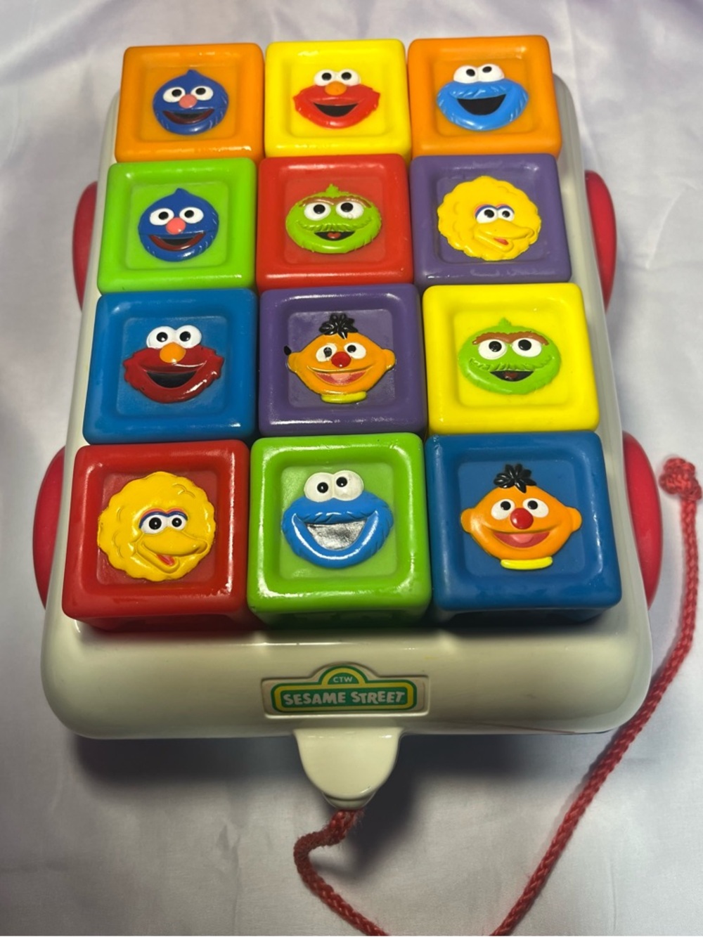 Vintage Tyco Sesame Street Pull Along Block Cart 1997‎ ABC 123 Toy Rare